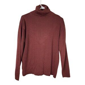 Mark Shale Womens Burgundy 100% Silk Turtleneck Sweater Size Medium
